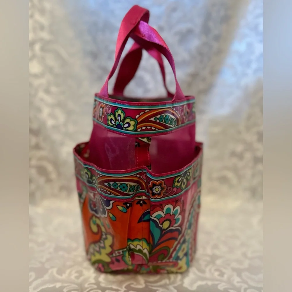 Vera Bradley Pink Paisley Shower Caddy, 10.5 Inch High, 7inch Radius